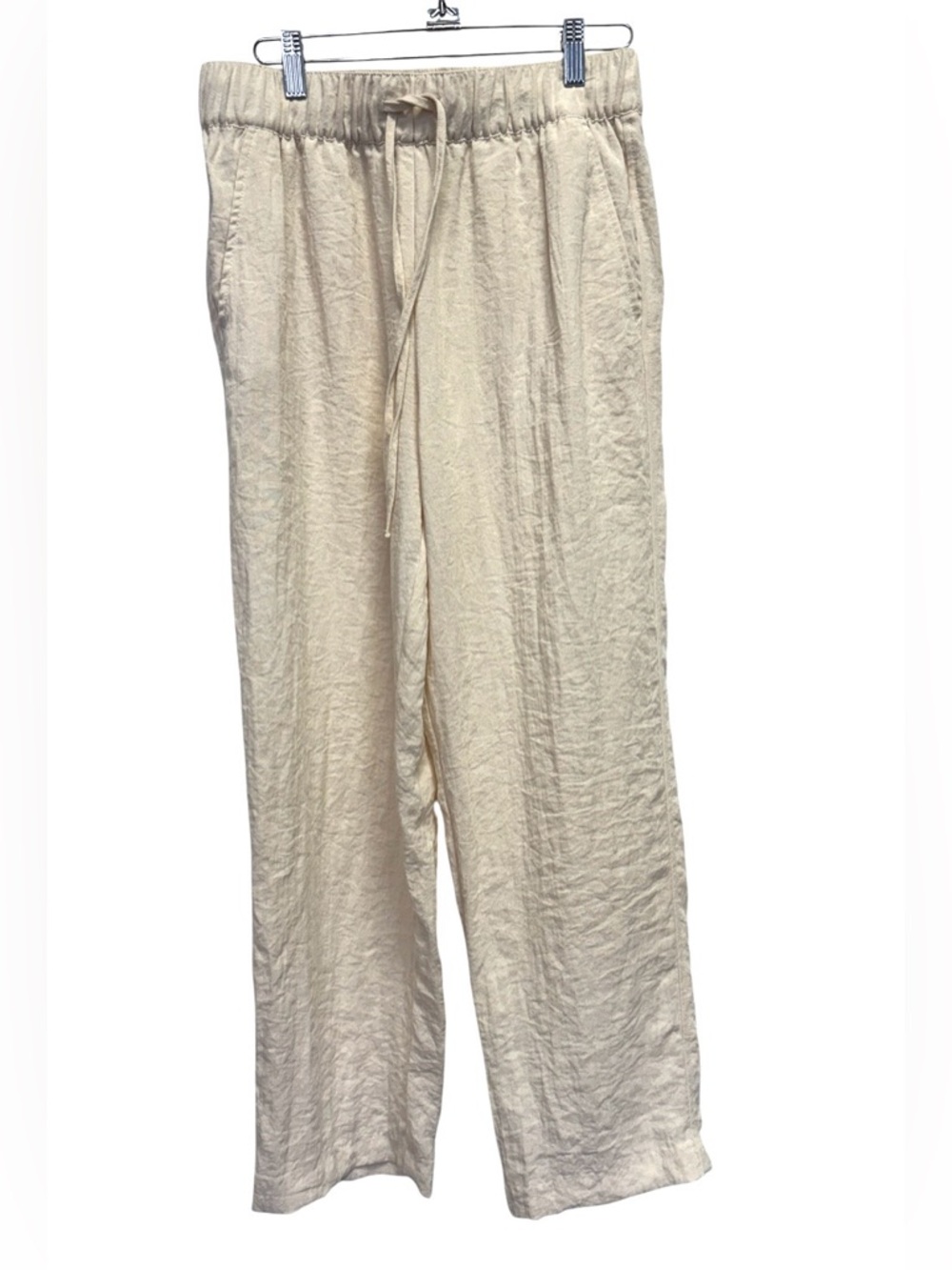 H&M Women’s Lightweight Drawstring Casual Pants - Cream Size Small